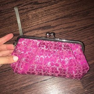 Purple Pink Coach Wristlet